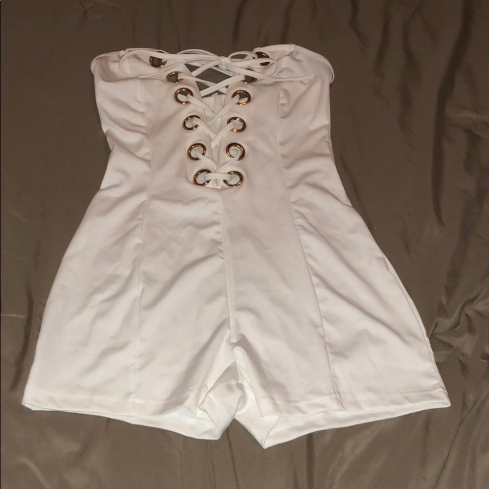 One piece strapless shorts set with kriss ross
